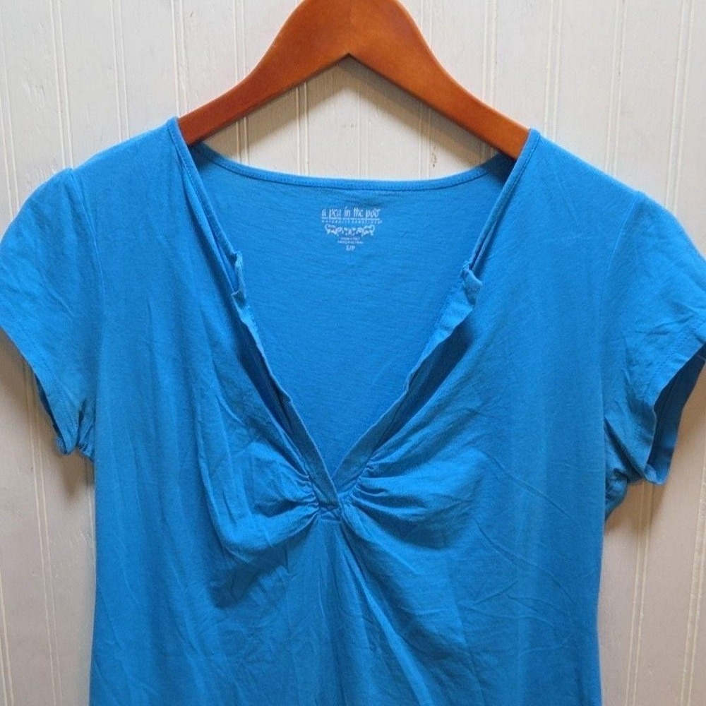 A Pea In‎ The Pod Shirt Womens Small Blue V Neck Short Sleeve Maternity Top